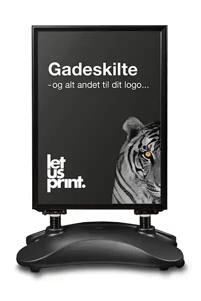 Gadeskilt med fjeder/vandbase - Sort