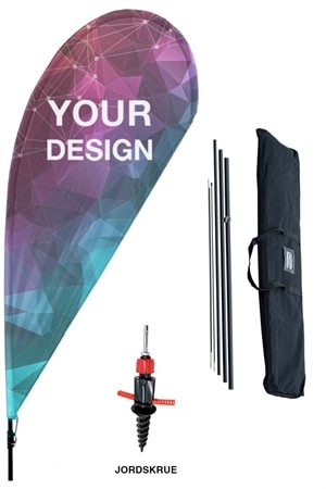 Beachflag dråbeform - komplet sæt