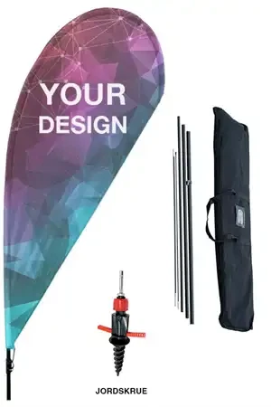 Beachflag dråbeform - komplet sæt