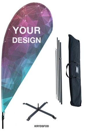 Beachflag dråbeform - komplet sæt