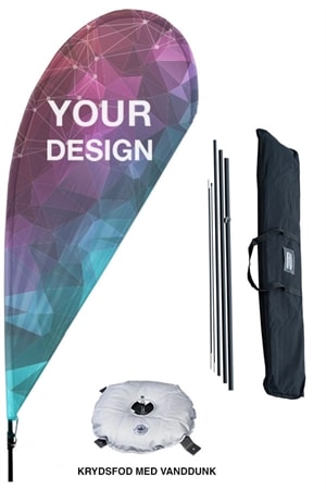 Beachflag dråbeform - komplet sæt