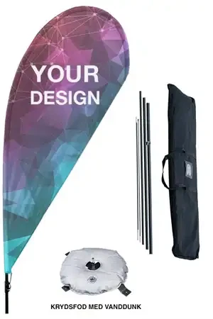 Beachflag dråbeform - komplet sæt