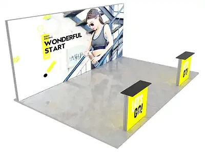 Messestand 6x3 m. LED Lightbox Build B